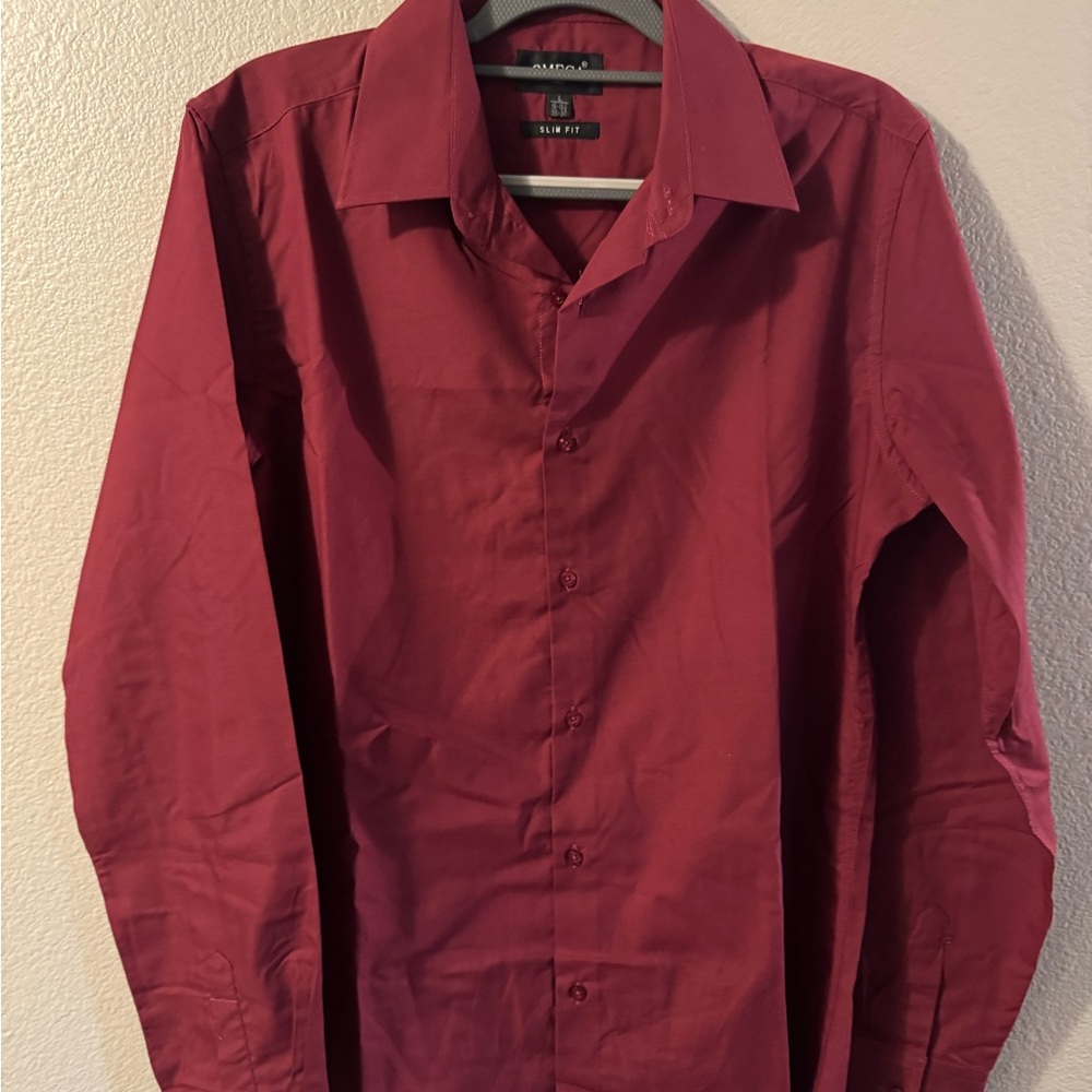Omega Red Dress Shirt Long Sleeve Classic